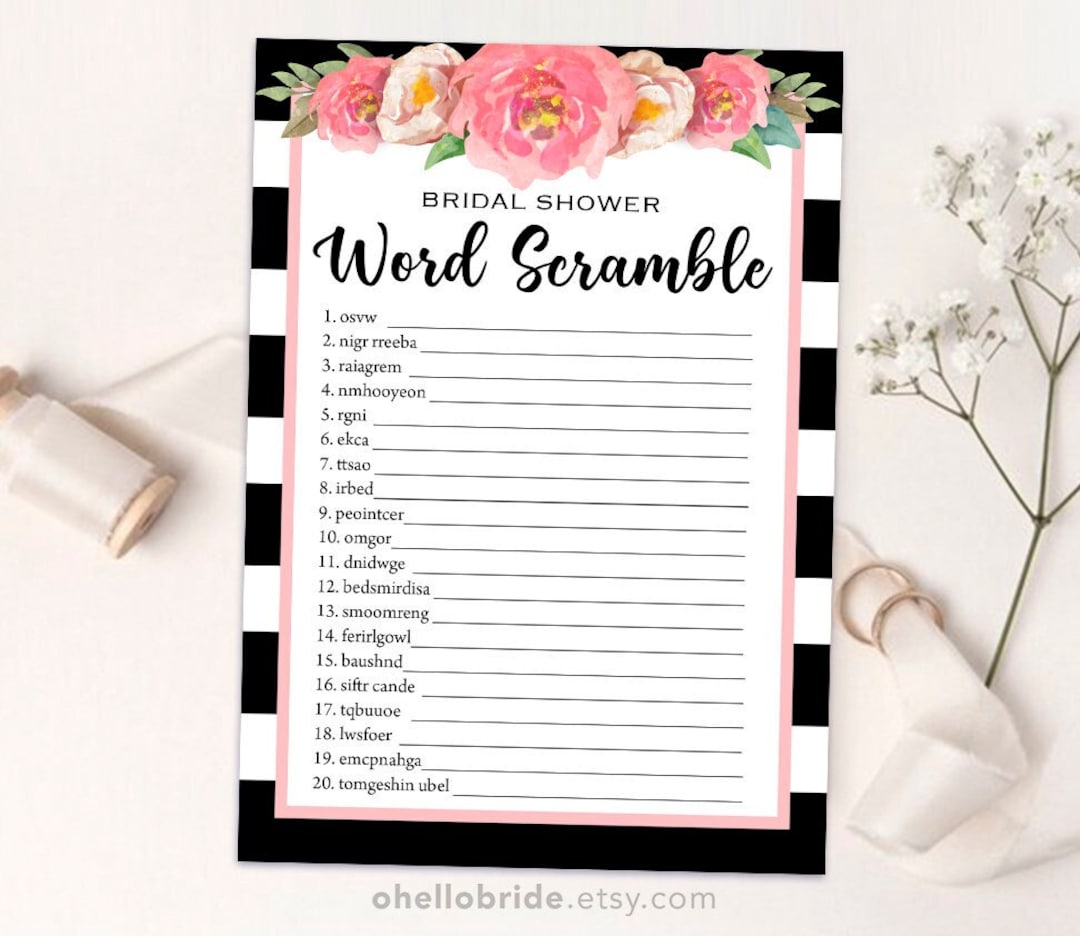 Printable Bridal Shower Scramble Game