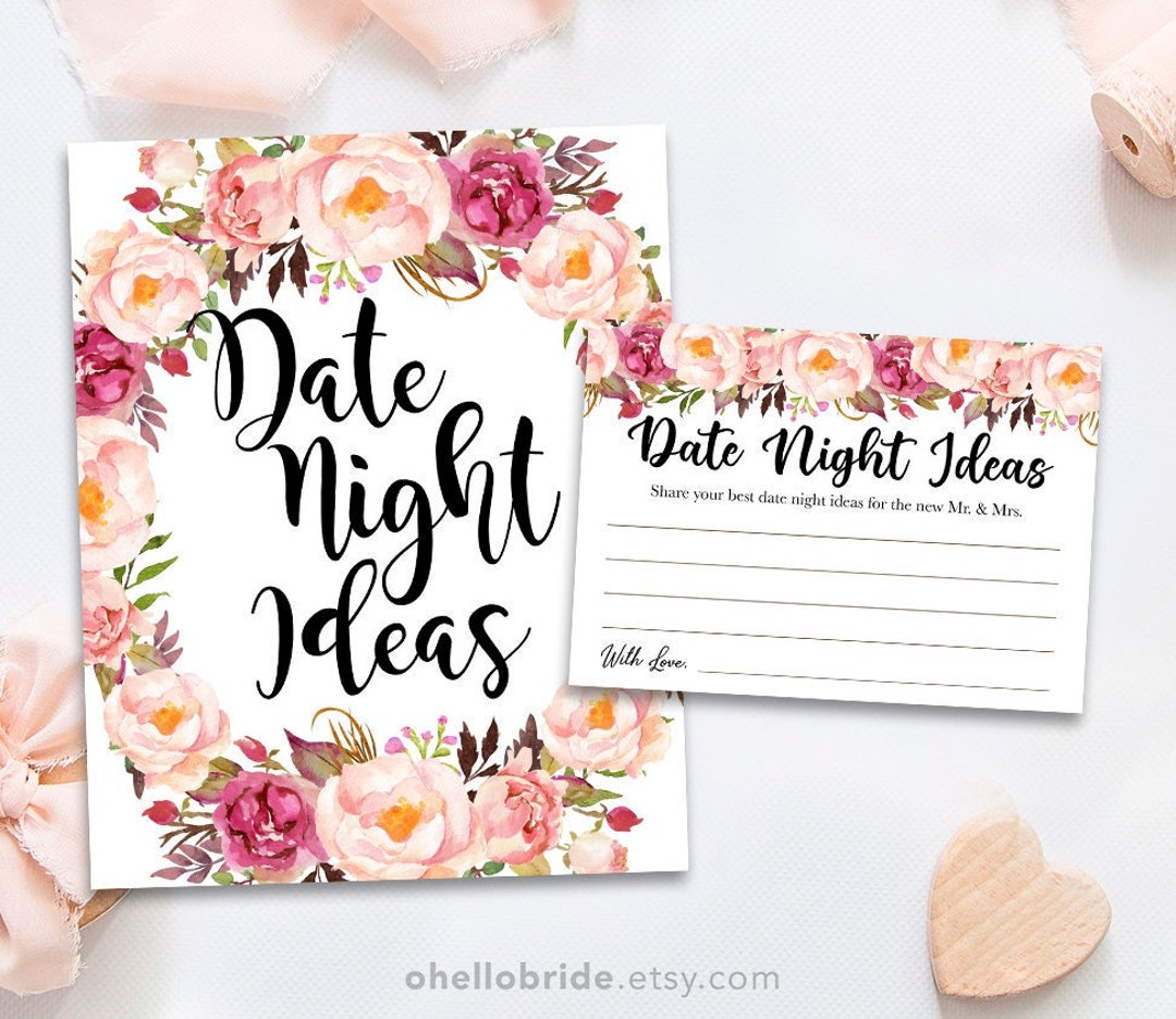 Printable Bridal Shower Games Printable Date Night Ideas Boho Bridal ...