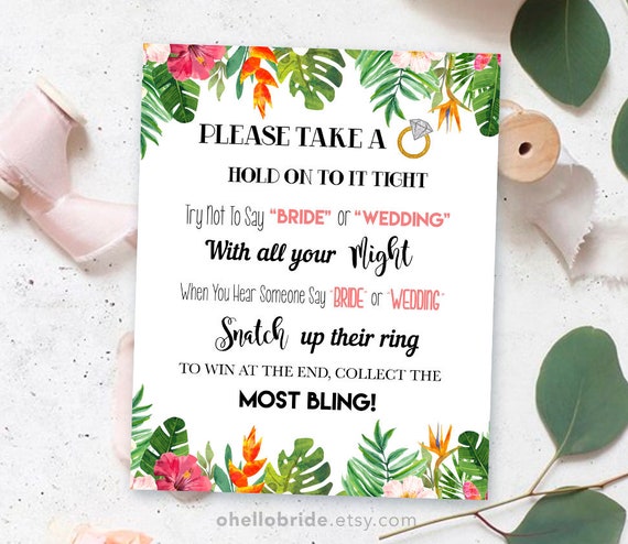 Printable Bridal Shower Games Printable Don't Say Bride - Etsy