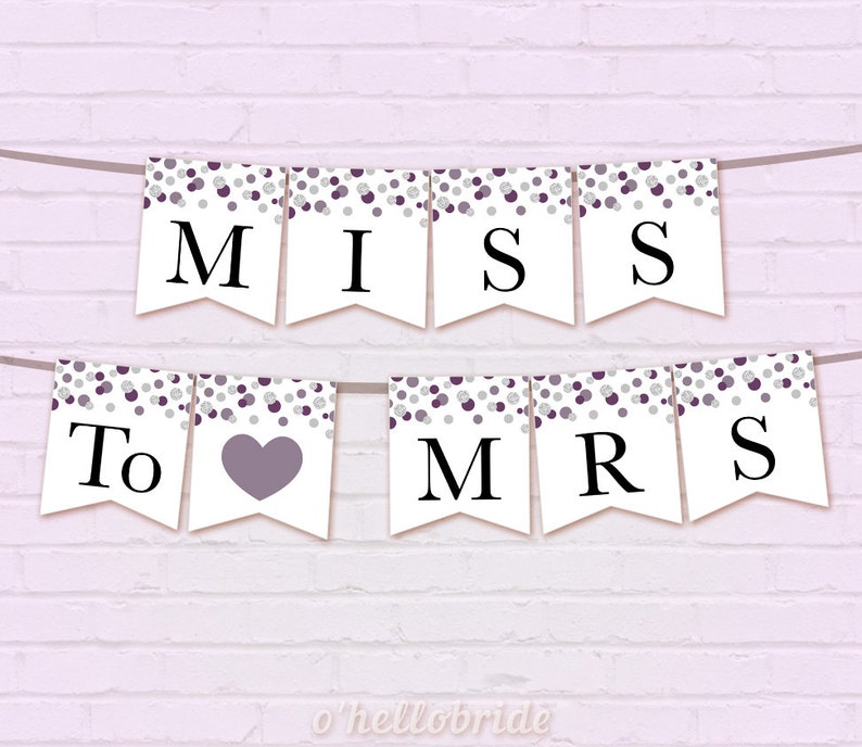 Printable Purple Bridal Shower Banner Bridal Shower Banner Etsy