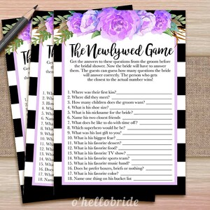 The Newlywed Game Printable Black and White Purple Floral | Etsy