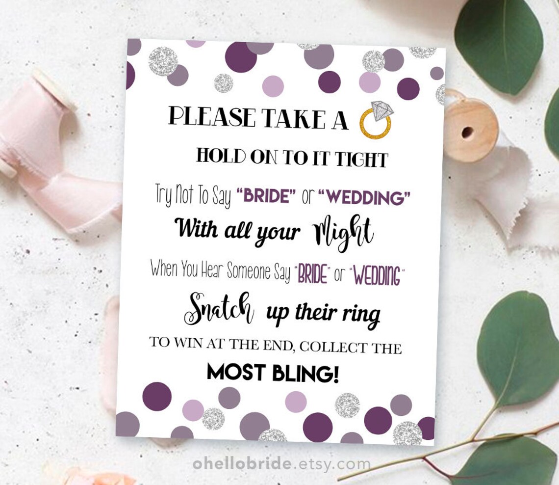 Printable Bridal Shower Games Printable Don't Say Bride - Etsy