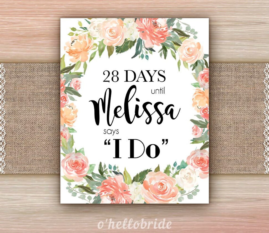 Printable Days Until I Do Floral Bridal Shower Sign Printable - Etsy