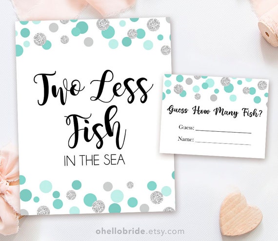 Two Less Fish in the Sea Sign Printable Mint Bridal Shower Game Guess How  Many Fish Hens Party Game 005 -  Canada