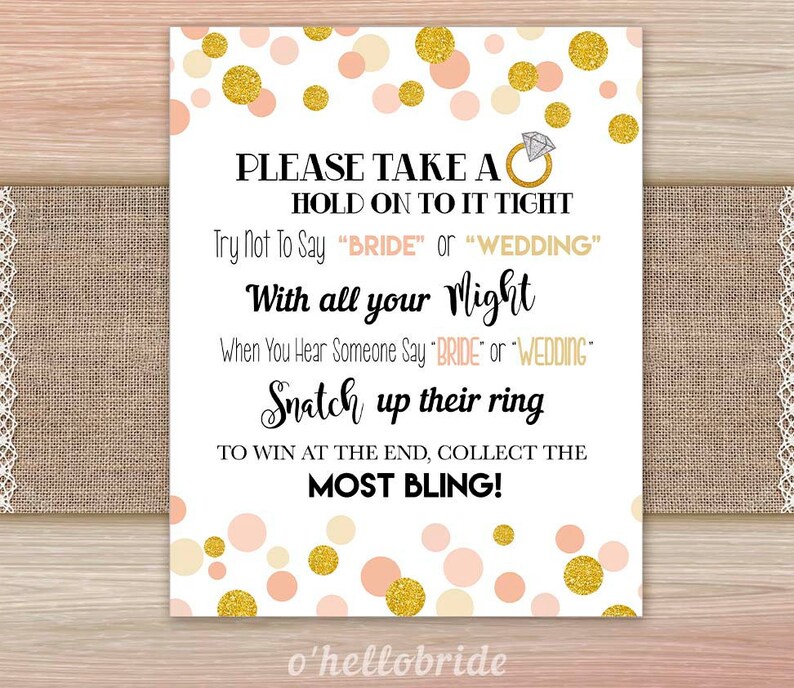 Printable Bridal Shower Games Printable Don't Say Bride Etsy