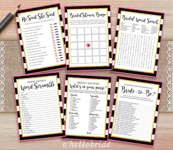 Printable Bridal Shower Games Printable Pink Gold Bridal | Etsy