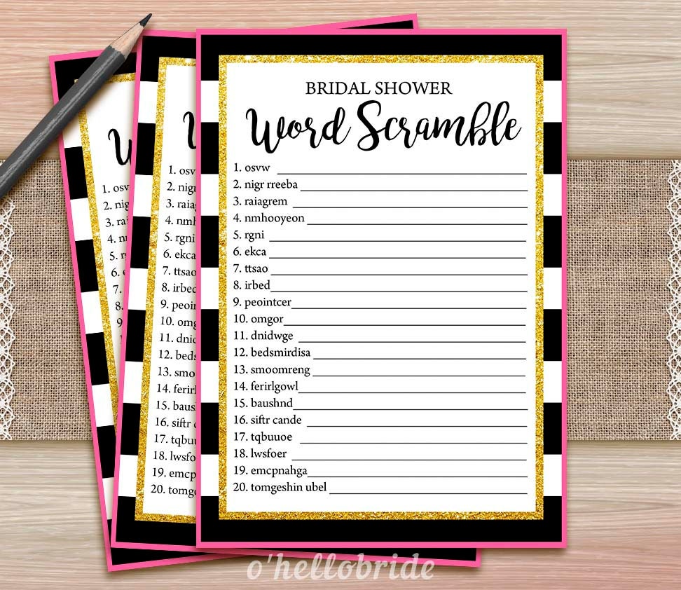 Printable Bridal Shower Games Printable Word Scramble Game - Etsy