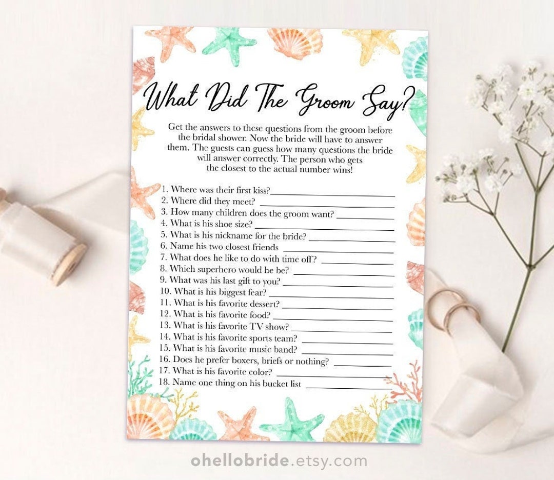 Printable Beach Bridal Shower Games the Newlywed Bridal Shower Game ...