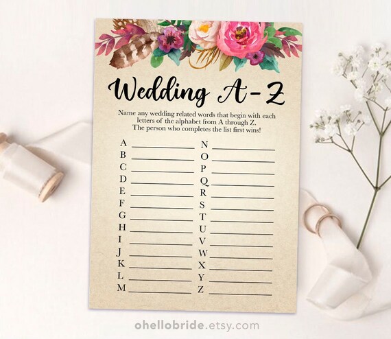 Printable Bridal Shower Games Printable Bohemian Bridal - Etsy