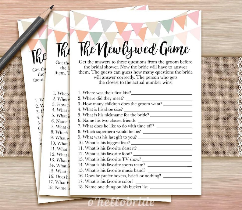 The Newlywed Bridal Shower Game What Did the Groom Say Etsy