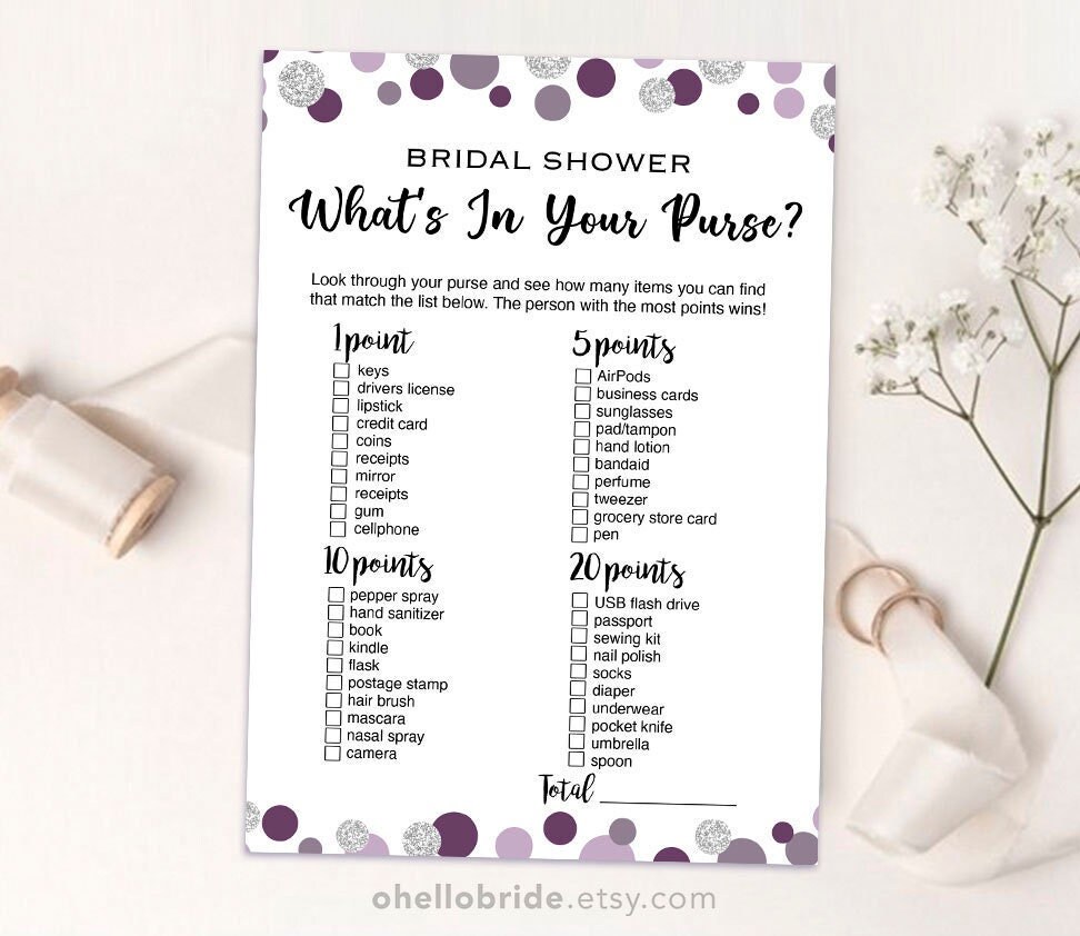 Bulk 36 Pc. What's in Your Purse Bridal Shower Game Cards | Oriental Trading