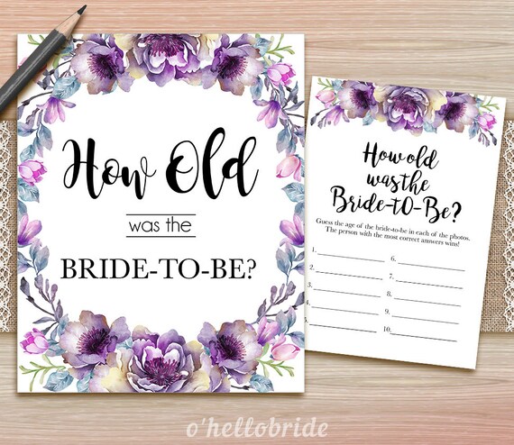 Paper &amp; Party Supplies Purple Floral Bridal Shower Game 031 Printable ...