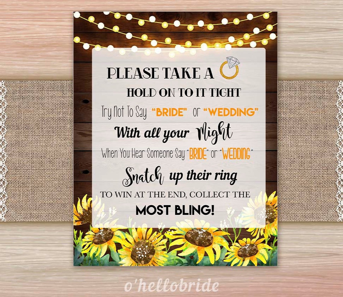 Printable Bridal Shower Games Printable Don't Say Bride - Etsy