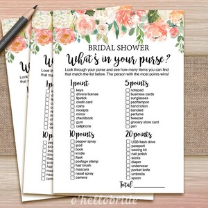 Printable Bridal Shower Games What's in Your Purse Game | Etsy
