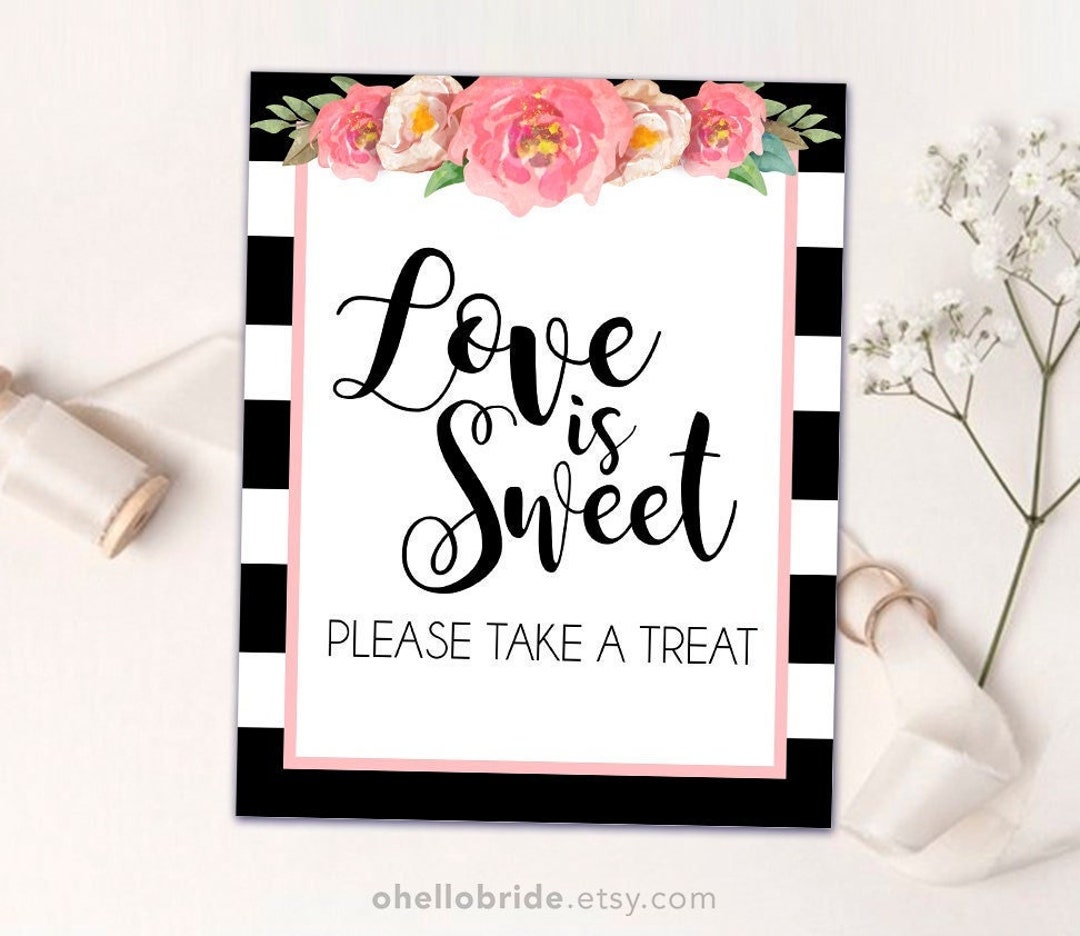 Printable Love is Sweet Sign for Pink Floral Bridal Shower Pink Peony Bridal Shower Love is ...