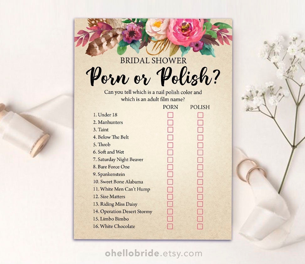 Wet Lingerie Shower - Printable Bridal Shower Games Porn or Polish Boho Bridal - Etsy UK