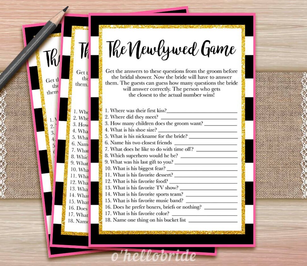 Printable Bridal Shower Games Printable the Newlywed Game What Did the ...