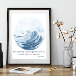 Printable Art // Printable Wall Decor // Printable Typography // Printable Quote // Minimal Wall Art // Salt Water Quote Print // The Cure