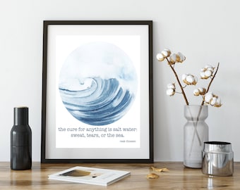Printable Art // Printable Wall Decor // Printable Typography // Printable Quote // Minimal Wall Art // Salt Water Quote Print // The Cure