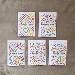 BSL-bedankkaarten, pakket van 5, multipack-kaarten, individuele ontwerpen, Britse gebarentaal, gehoorverlies, doof bewustzijn, vingerspelling