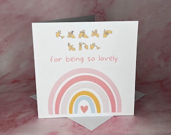 BSL thank you card, British sign, fingerspelling, inclusive card, deaf culture