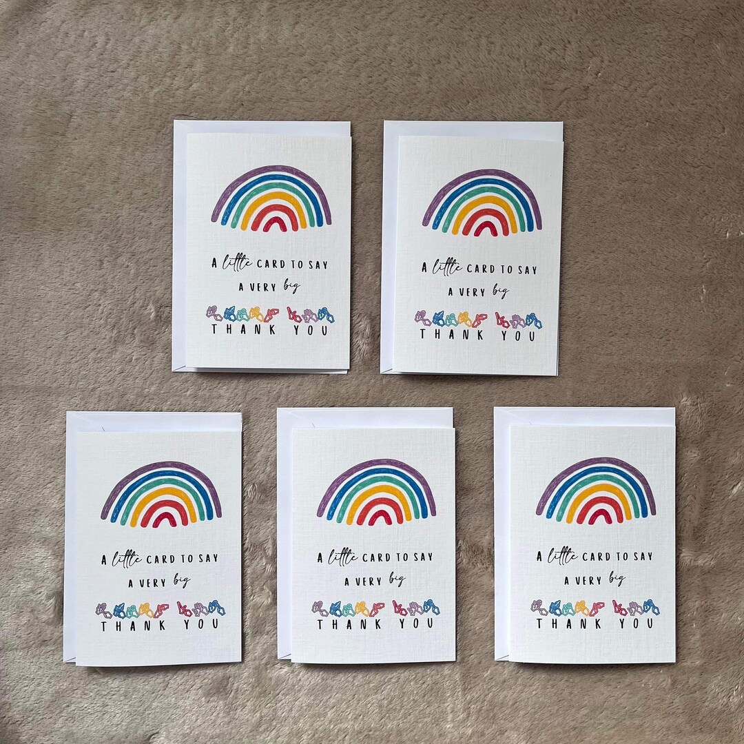 British Sign Language Thank You Cards - Rainbow Design, Pack of 5 - Etsy
