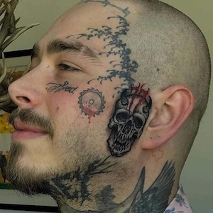 Updated 2023 Posty Malone Inspired Face Temporary Tattoos Sheet image 7