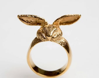 Kaninchen-Kopf-Ring, mit Ring, Ring Sternzeichen, Tier Ring, Horoskop Ring, Osterhase Ring, Chinesisches Horoskop Ring, Pet ring