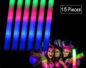 15PCS LED Colorful Flashing Foam Glow Party Stick! Wedding, Birthday, Pride, Celebration, Anniversary, Congratulations, Party!