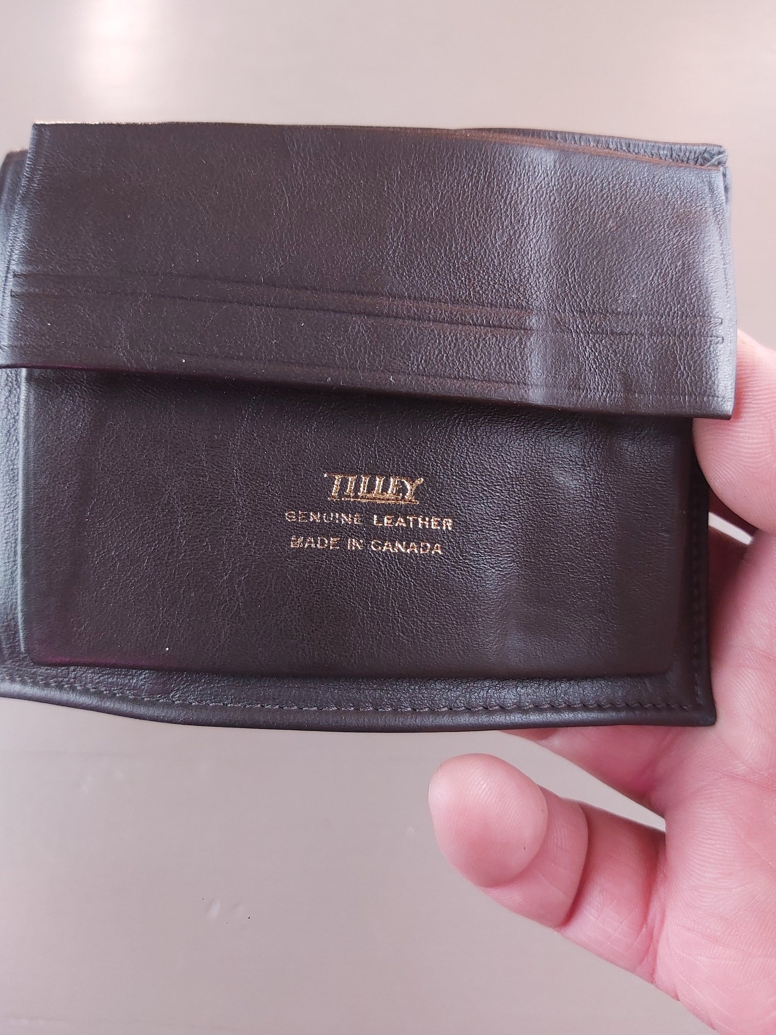 Vintage dark brown Tilley Wallet Genuine leather made in | Etsy