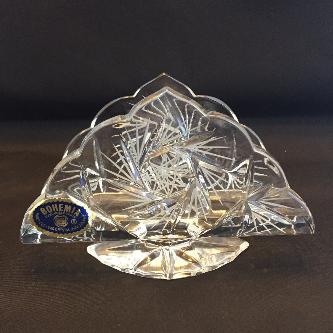 Vintage Hand Cut Pinwheel Crystal Napkin Holder Bohemian Czech Etsy