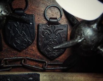 Satanic Leather Keyring: Baphomet & Pentagram - Goat mit Uns