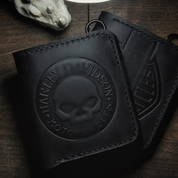 Black wallet "HD" with ring for a chain (Type1, Type2)