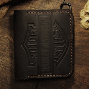 "Portemonnaie ""Harley"" mit Ring für eine Kette." Personalisiertes Geschenk.