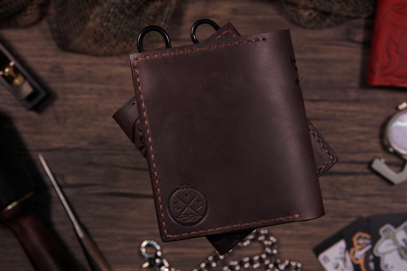 Mjolnir & Jormungandr Leather Wallet: Viking Mythology, Personalized image 3