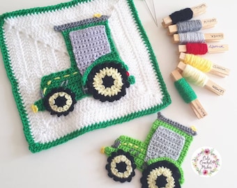 Crochet Tractor Applique Pattern: Vehicle Embellishment (PDF Pattern)