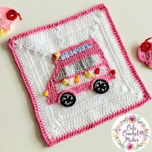 Ice cream van , ice cream truck crochet applique pattern PDF, Instant Dowload, vehicle, embellishment, accessories, decor, blanket pattern