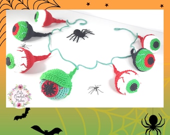 Halloween Eyeball With Optic Nerve Garland Crochet Pattern (Digital Download)
