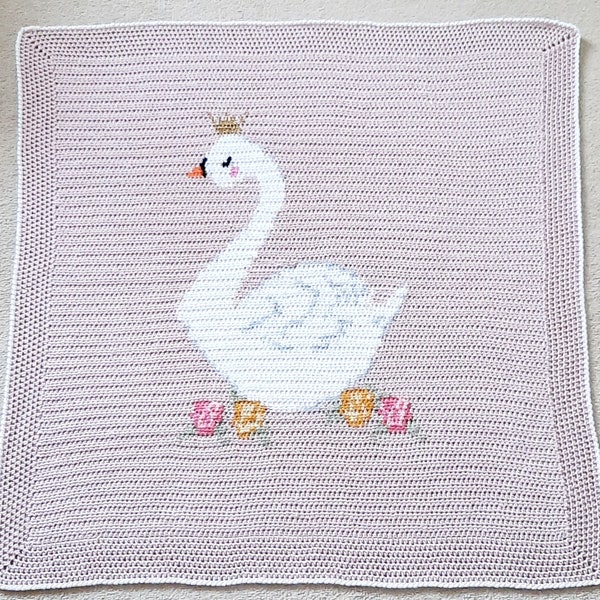 Swan Lake Crochet Blanket Pattern PDF, Digital download, crochet swan, baby blanket, new baby gift, princess swan, crochet pattern