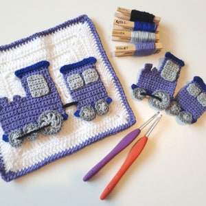 Crochet Train applique pattern PDF, INSTANT DOWNLOAD, train and carriage pattern, steam train , vehicle, embellishment, scrapbooking, decor
