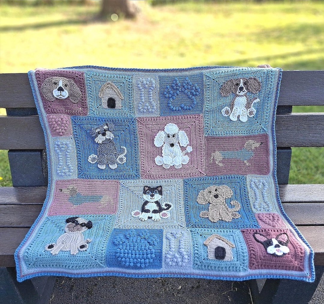 Canine Cuddles Dog Themed Blanket Pattern, Instant PDF, Crochet Dog ...