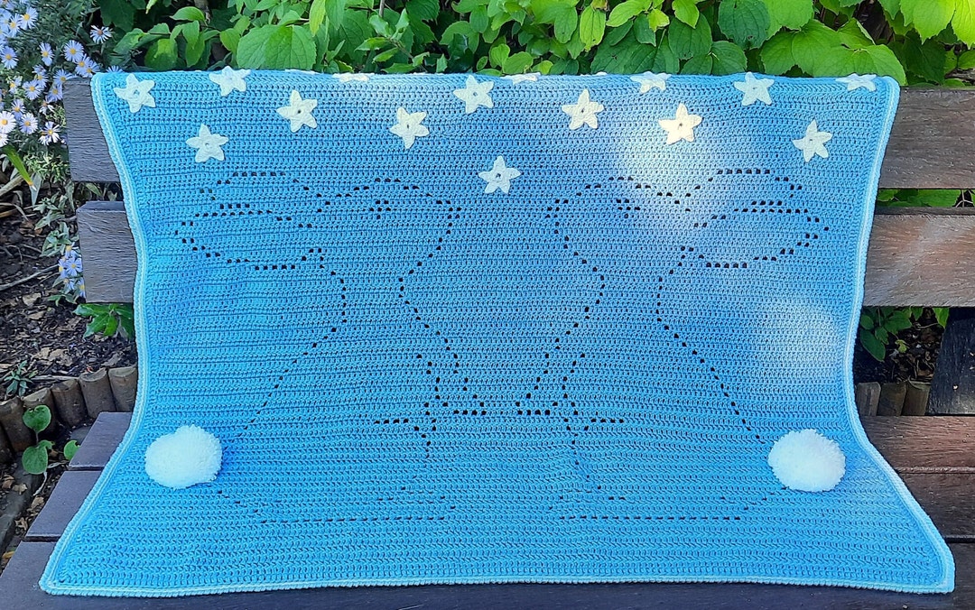 Starry Night Twin Rabbit Filet Crochet Pattern, Bunny Crochet Pattern ...