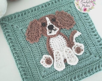 Patrón de aplique de spaniel de ganchillo en PDF