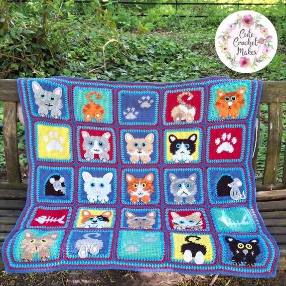 Peek A Boo! Cat Blanket Crochet Pattern PDF