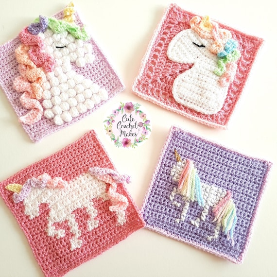 Unicorn Dreams Blanket Extra Crochet Patterns Bundle Digital PDF Instant Download Crochet Appliques Granny Squares Crochet Blanket Etsy Canada