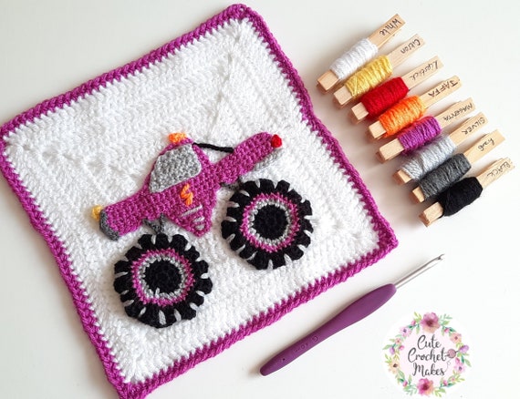 Crochet Monster Truck Applique Pattern PDF INSTANT DOWNLOAD | Etsy