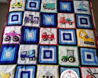 Multi Vehicle Crochet Blanket Pattern PDF INSTANT DOWNLOAD Crochet Vehicles Cronstruction Emergency Acessories Baby Blanket Decor Etsy