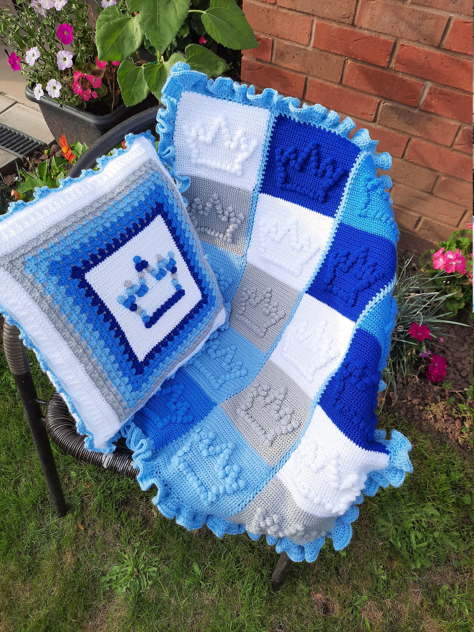 Crown Blanket Cushion Crochet Pattern Set PDF Instant Etsy UK