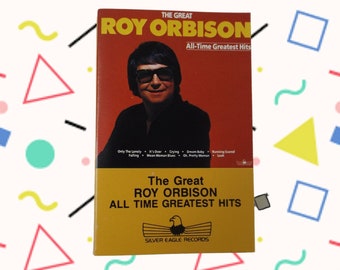 Vintage 1986 Roy Orbison - The Great Roy Orbison All-Time Greatest Hits Cassette Tape 80s Roy Orbison Rock Pop Cassette Tapes Rock and Roll