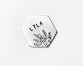 Lavender sprigs 1 Inch stamp tags, pet dog ID tag, pet tag, Handstamped dog ID Tag, dog tag for dogs, Dog Tag, floral Dog Tag